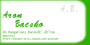 aron bacsko business card